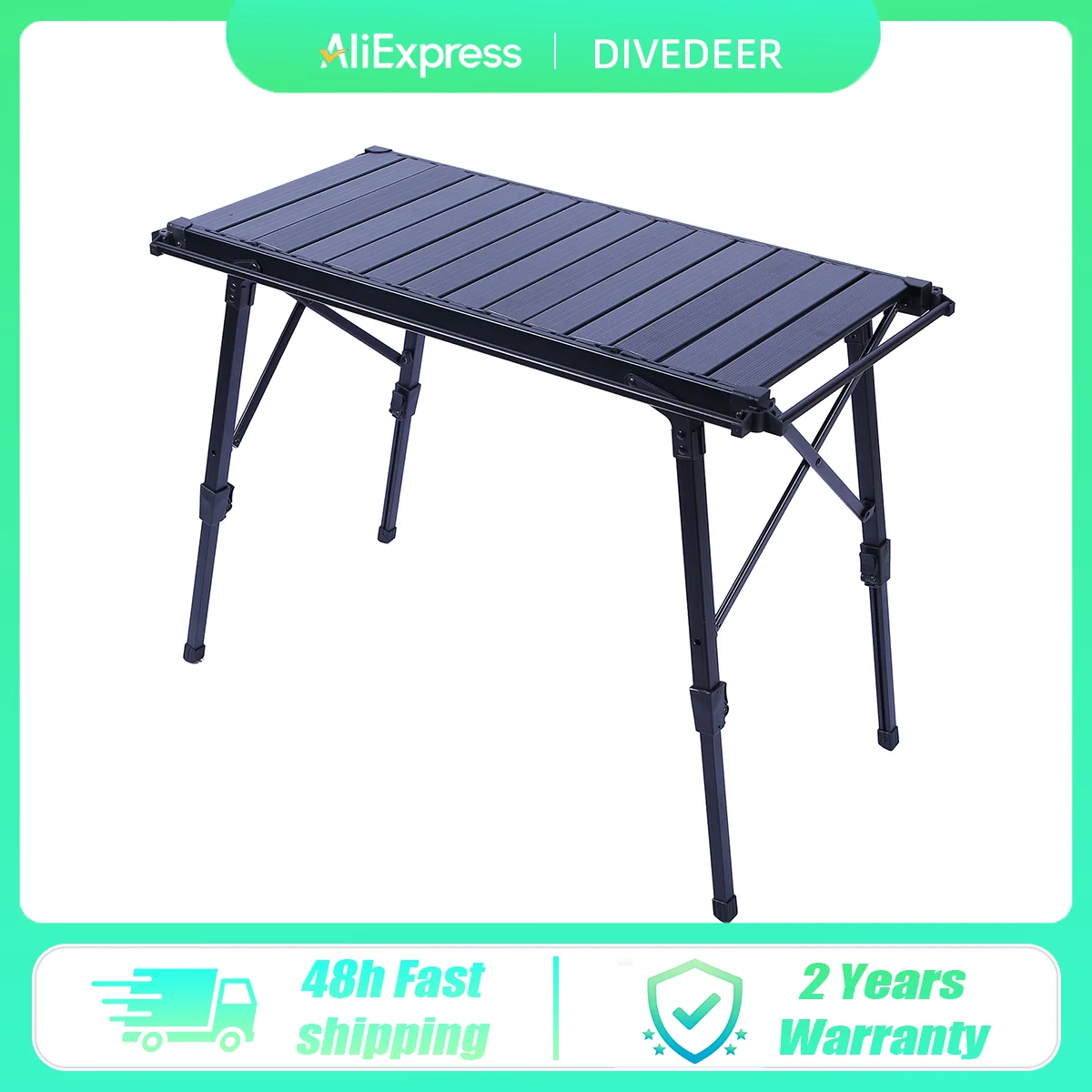 DIVEDEER Outdoor Adjustable Aluminum Alloy Folding Table Detachable Panel Barbecue Table IGT Dining Table Portable Picnic Table