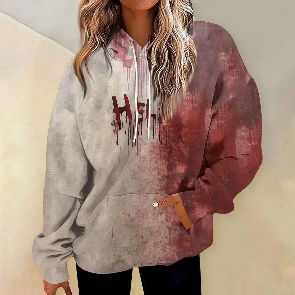 2024 Four Seasons Fashion Trend 3D Printed Casual Versatile Bloody Letter Pattern Hoodie MC11 Extremely Simple Style