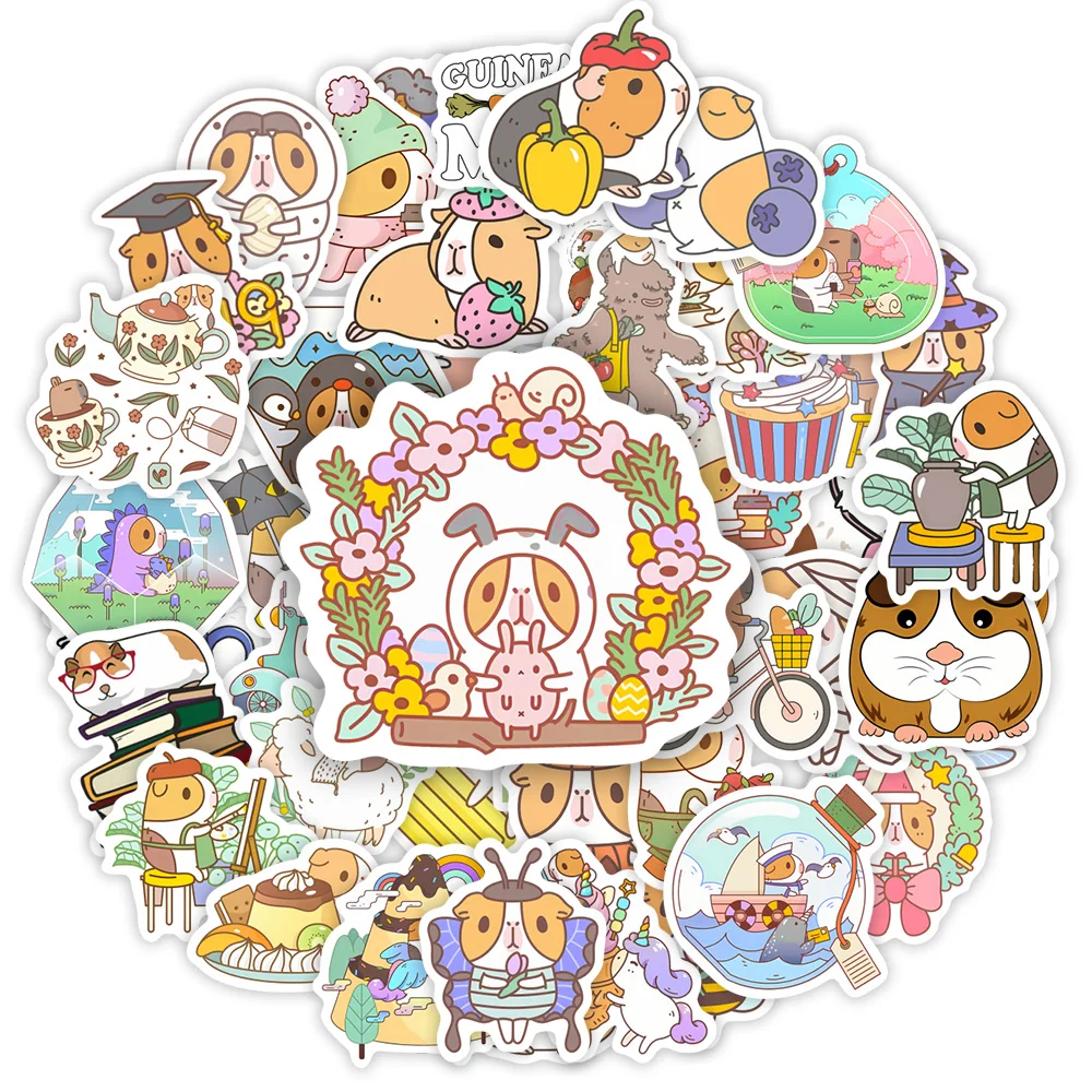 Kawaii Cute Cartoon Guinea Pig Stickers DIY Toy Gift Decorative Graffiti Decal for Phone Luggage Laptop Scrapbook Waterproof