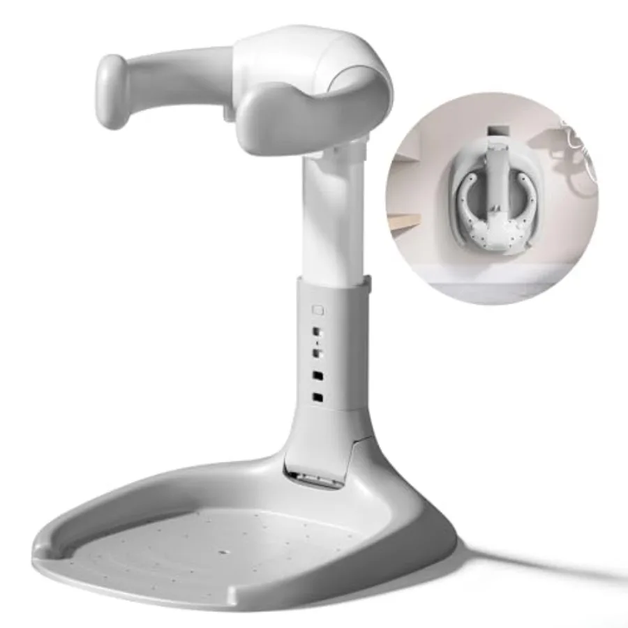 

Adjustable Baby Shower Stand for 6-36 Months Foldable Compact Baby Bath Stand with Adjustable Height and Safety Handle in Grey