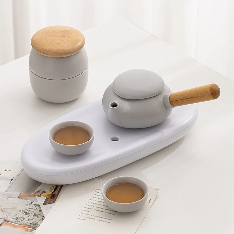 

Modern Simple Hotel Tea Set Japanese Sle Office Kung Fu Tea Utensils Cerc Material Tea Pot And Cups for -6 People