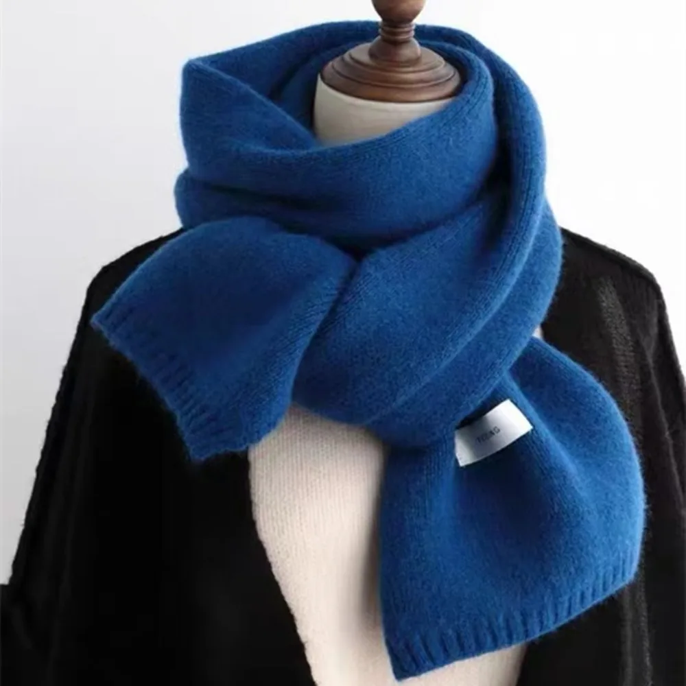 Men Women Scarf Bib Thermal Neck Warmer Thickening Fashion Winter Scarves Snap Fastener Windproof Knitting Wool Scarf Unisex