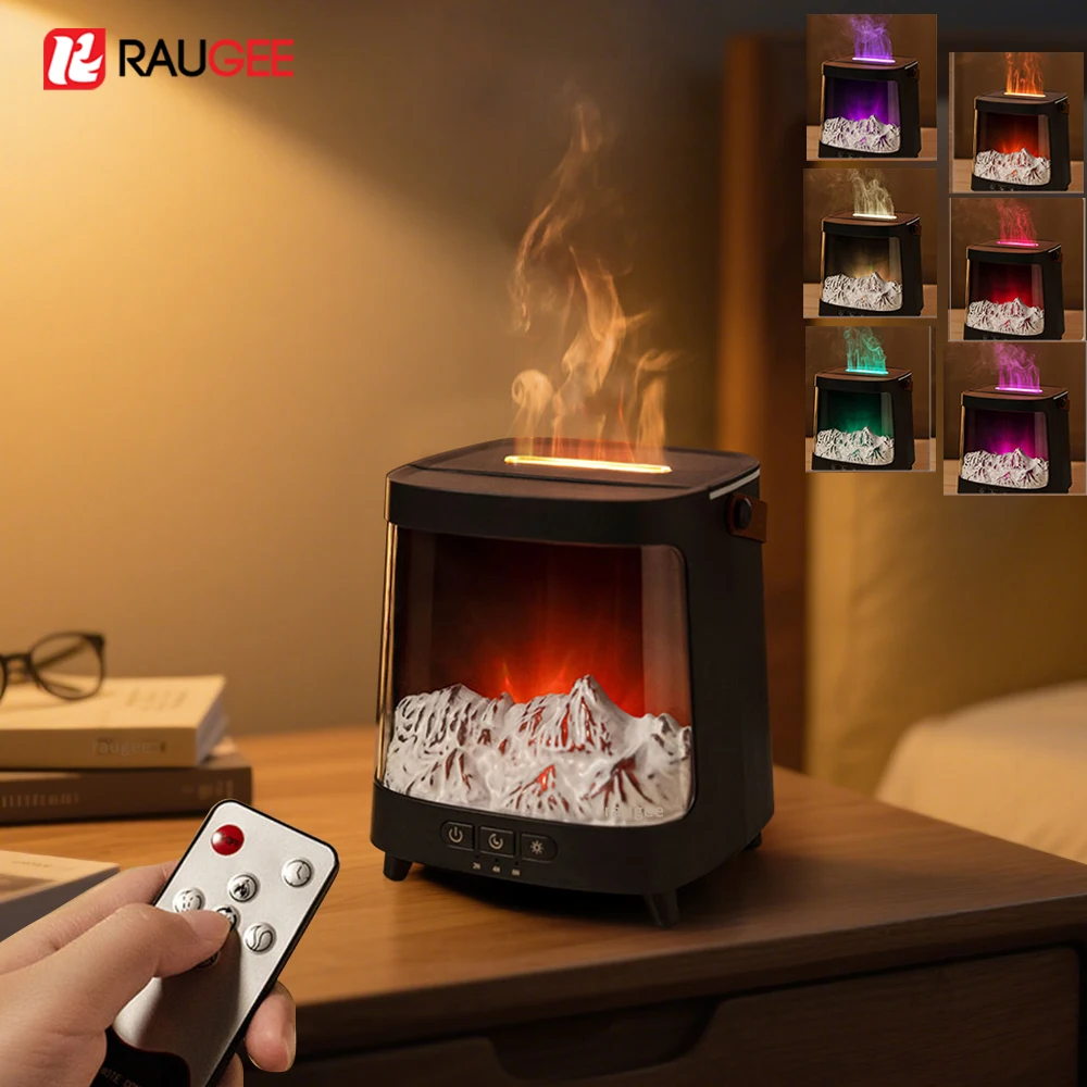 لهب رائحة المرطب النار الناشر الضروري النفط USB صغير الروائح العطر الناشر مع جهاز التحكم عن بعد والضوء