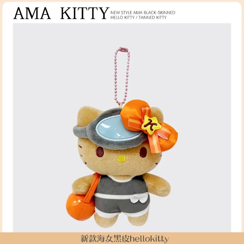 Kawaii Hello Kitty Cartoon Creatieve Jeju Island Zwart Leer Limited Edition Knuffel Rugzak Hanger Sleutelhanger Verjaardagscadeau