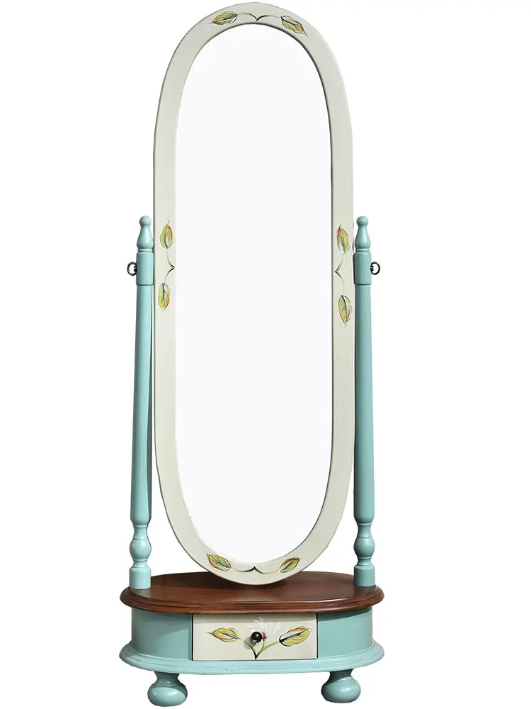 

American retro large mirror full body full-length floor mirror Mediterranean bedroom storage fittingdressing