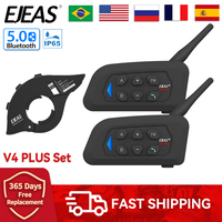 EJEAS V4 PLUS Motorcycle Helmet Intercom Bluetooth Headset 4 Riders FM Group Talking Comunicador Microphone Headphone Waterproof