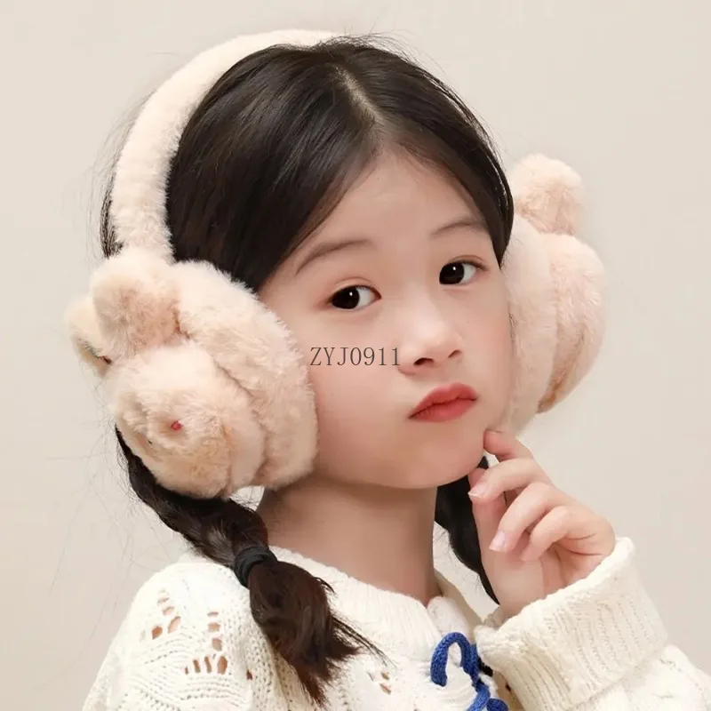 * Protetores de orelha à prova de vento de ursinho de desenho animado, aquecedor de orelha grosso para homens e mulheres, envoltório de orelha para ciclismo ao ar livre, macio e confortável