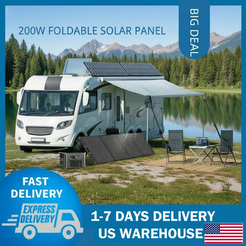 

Портативная солнечная панель 200 Вт, складная солнечная панель UAPOW для резервного питания, солнечное зарядное устройство для электростанции, автодома, кемпинга, автономного использования