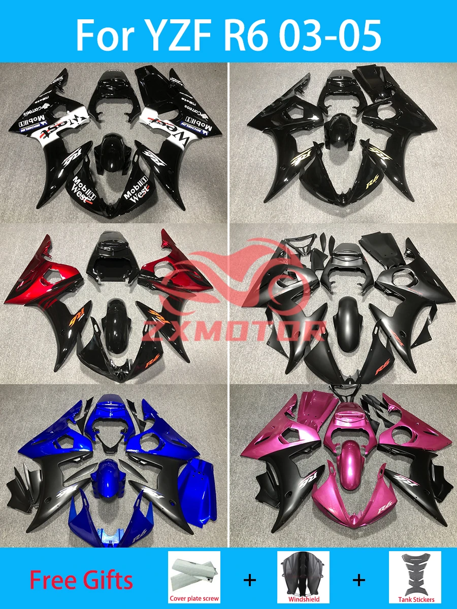 100% Fit Fairings for Yamaha YZF R 6 03 04 05 ABS Prime Aftermarket Motorcycle Customizable Fairing Kit R6 2003 2004 2005