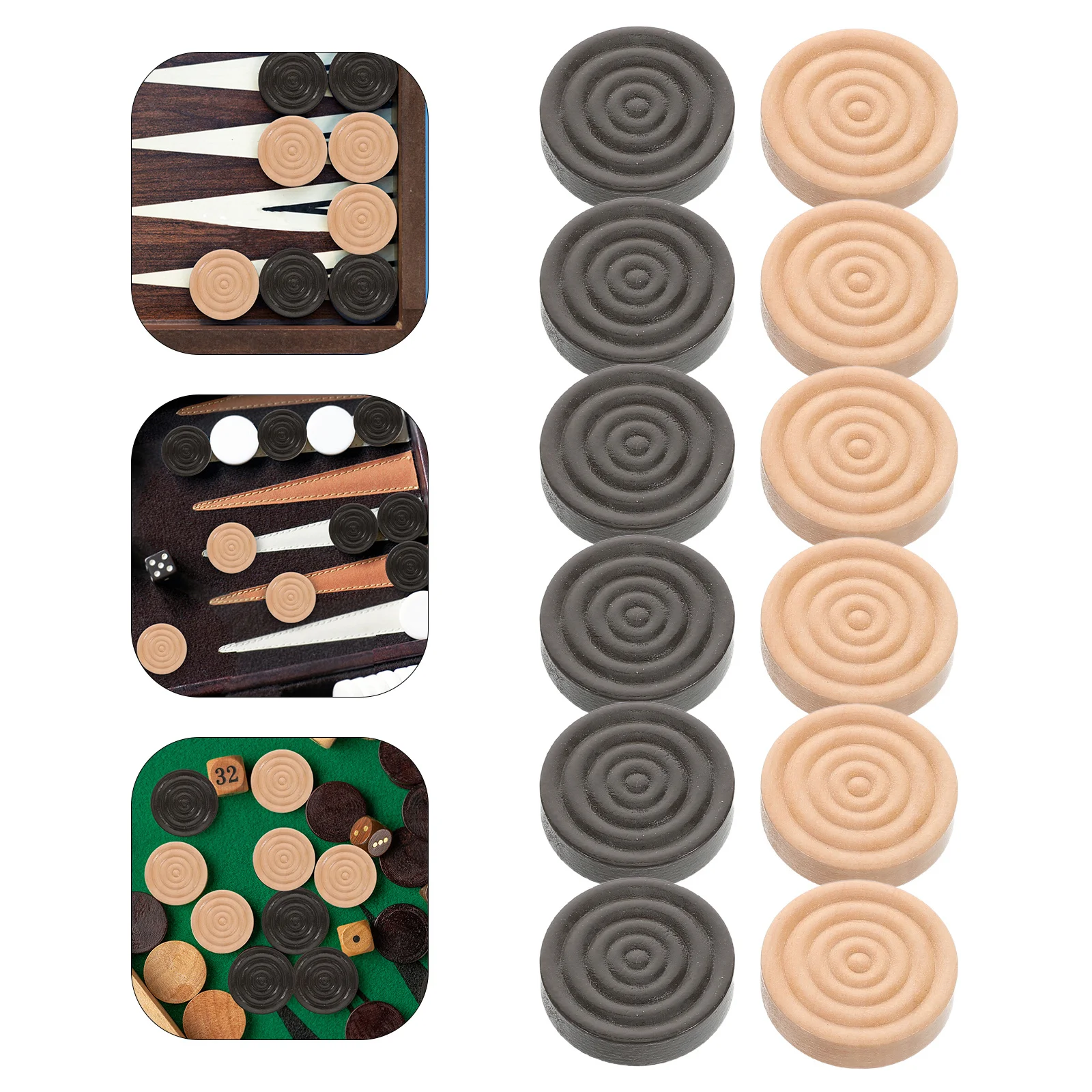 

24Pcs Wooden Round Threaded Chess Pieces for Checkers Board Game Accessories Wooden Game Set Chess Pieces Unique