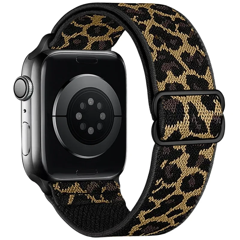 Cinturino regolabile in nylon con stampa leopardata moda per cinturino Iwatch 42mm 46mm 49 45 44 42 41 40 38 per serie Iwatch Ultra 10 9 8 7 SE