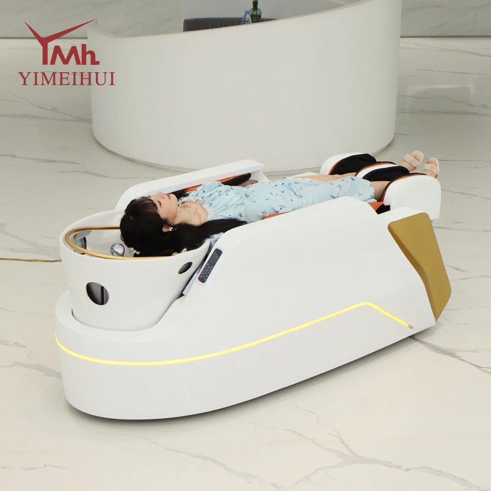

Fiberglass spa head shampoo bed hair salon full body electric massage hair washing beds with shampoo bowl