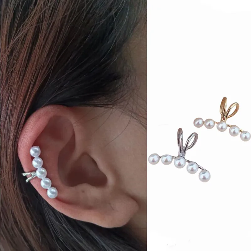 2PCS Punk Non Piercing Gold Plated C Shape Ear Cuff Clip Earring for Women Tube Thick Earclips Jewelry