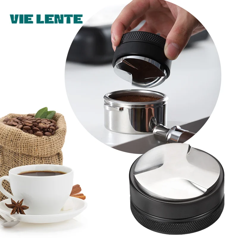 Espresso Distribution Tool Coffee Distributor/Leveler 3 Angled Slopes Adjustable Palm Tamper Fits 51/53/58mm VIE LENTE