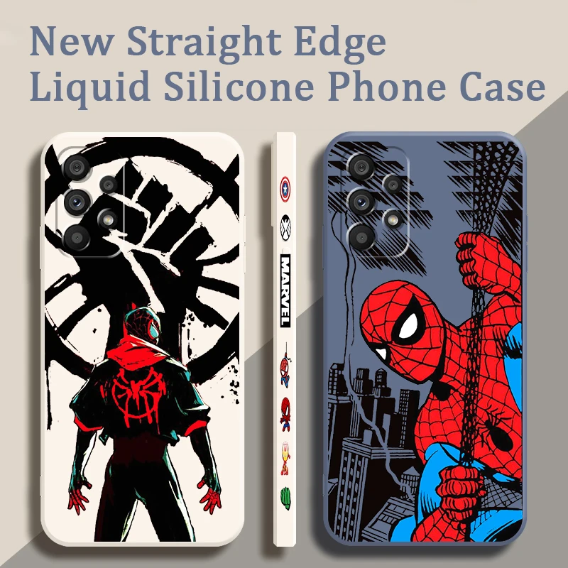 Spider Man Anime Marvel Liquid Left Rope For Samsung A54 A53 A52 S A33 A32 A51 A71 A21S A13 A73 A72 A23 A12 5G 4G TPU