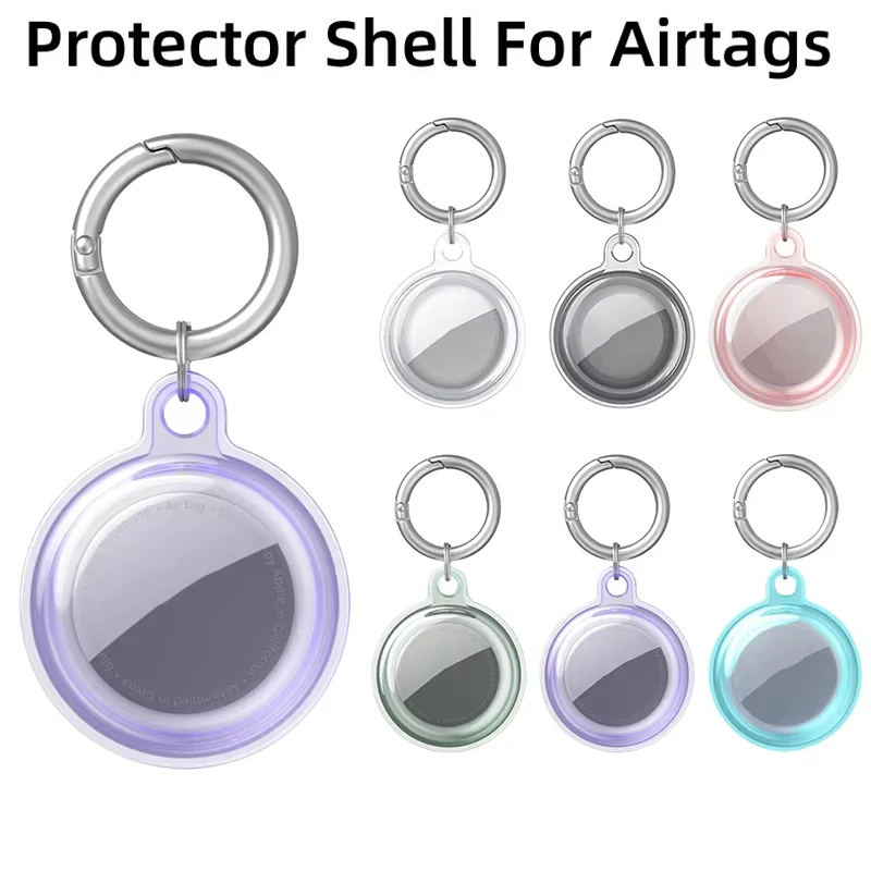 Waterproof Transparent Protective Cover With Keychain For Air Tag Cover Hard Shell For Airtags Tracker Pets Collar Luggage Keys
