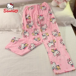 2024 New Hello Kitty Pajama Pants Cartoon Women's Loose Cotton Home Pants Casual Cute Pants Spring And Autumn