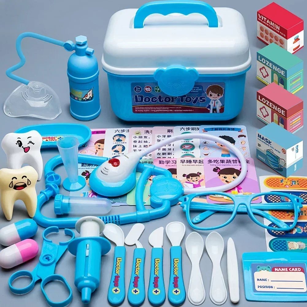 Dottore Infermiera Set di giocattoli Simulazione per bambini Giochi di finzione Scatola medica Casa da gioco Trolley Box Ragazza Stetoscopio Iniezione Giocattoli per bambini