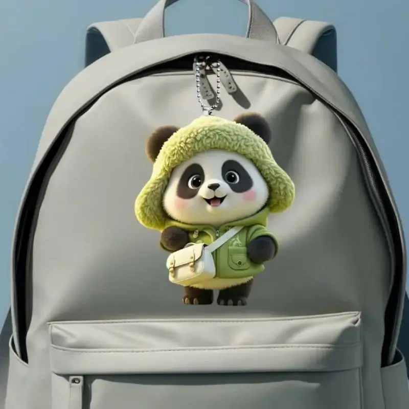 Niedlicher Panda-Anhänger Schlüsselanhänger, Cartoon-Panda 2D Flacher Acryl-Charm, Dekoration zum Aufhängen für Auto, Tasche, Festlichkeiten, Party, Geschenk