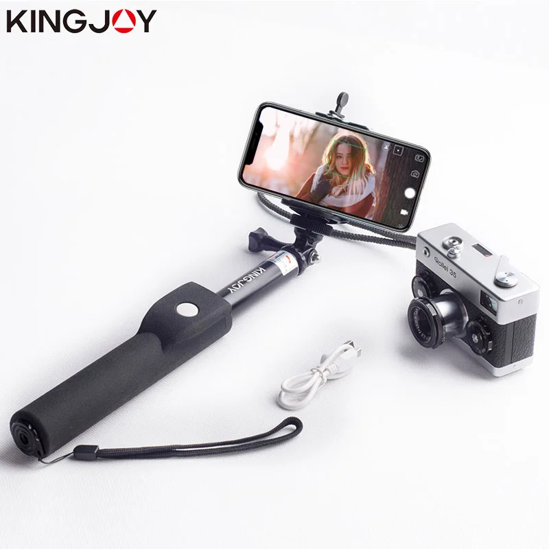 KINGJOY Selfie Stick Portable Bluetooth 3.0 Action Video Camera Tripod for Phone Smartphone Universal for Gopro DSLR Camera