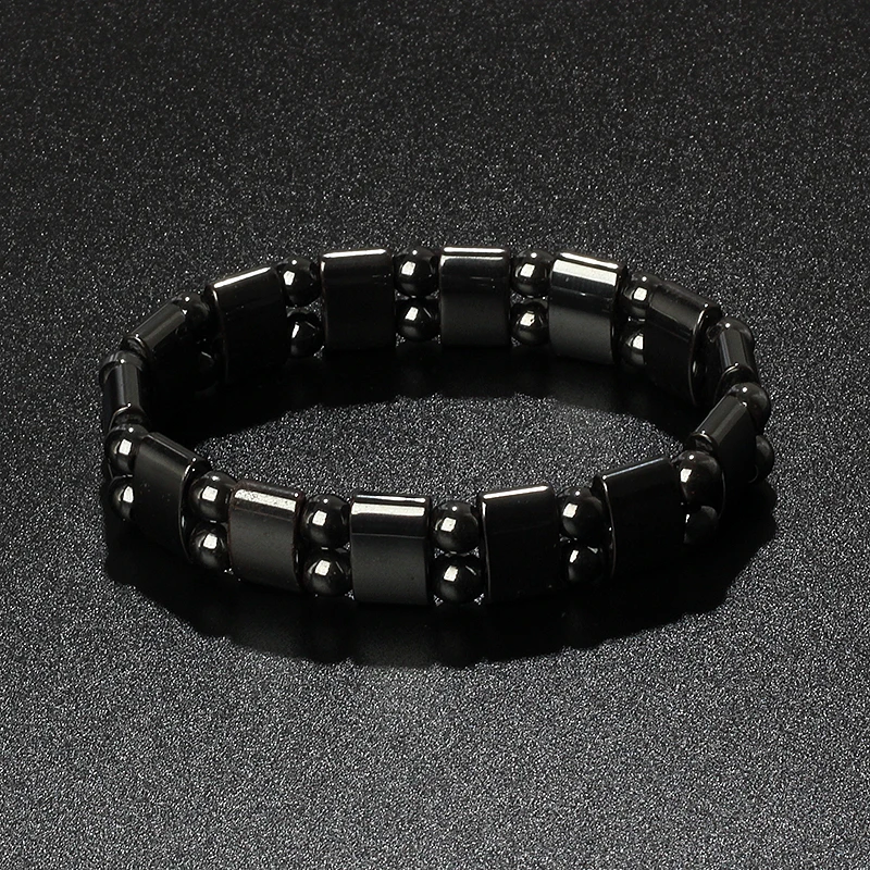 Pulsera de energía de hematita ondulada para hombre y mujer, brazalete de cuentas de hematita magnética Original, Pulsera de joyería de energía positiva