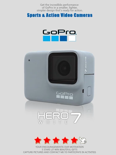 Imagen 1 del producto Gopro-Cámara de acción HERO 7, videocámara blanca para deportes al aire libre con vídeo Ultra HD