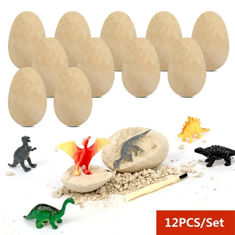 12PCS  Archeological  Dig Up Dinosaur Egg Fossil Excavation Toy Kid Scientific Mining DIY Dino Egg Multiplayer Party Favors Toys