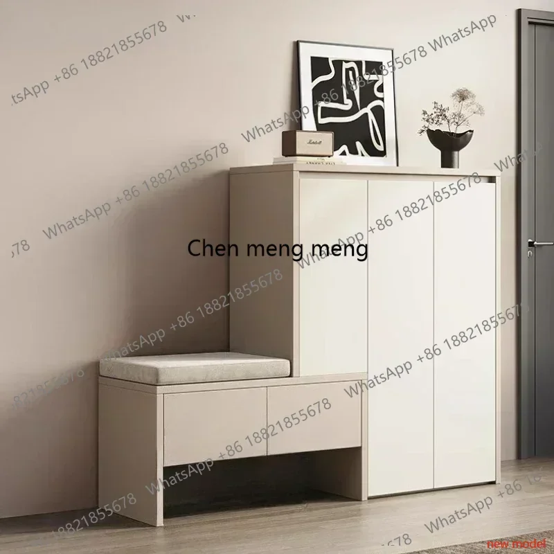 Modern Lockers Shoe Rack Shoerack Living Room Divided Into Left And Right Solid Wood Shoe Cabinets Changing Stools Integrated