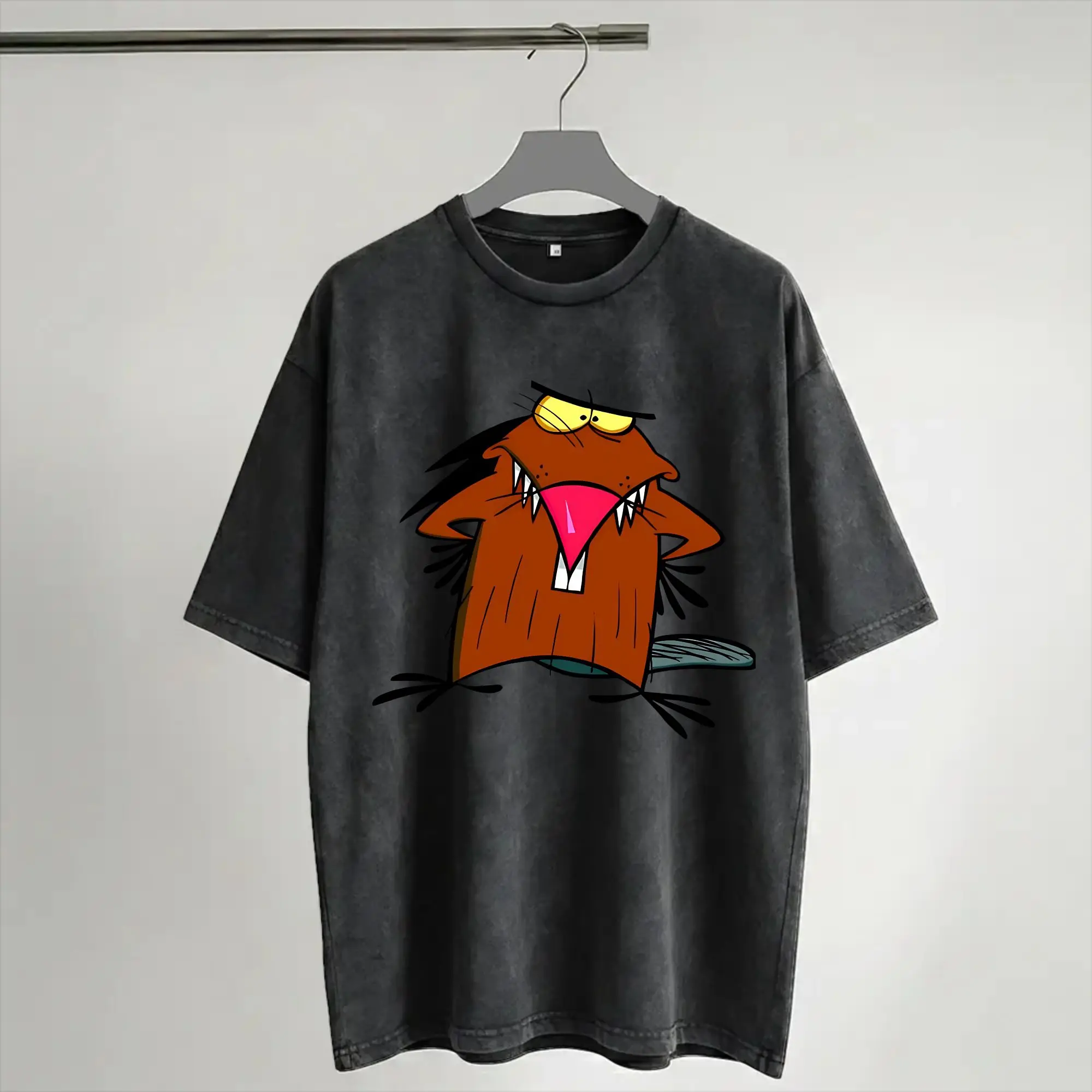 Angry Beavers Daggett & Norbert Feverish  Washed T Shirt Streetwear Hip Hop Vintage T-Shirt  Tees for Men Women Short Sleeve