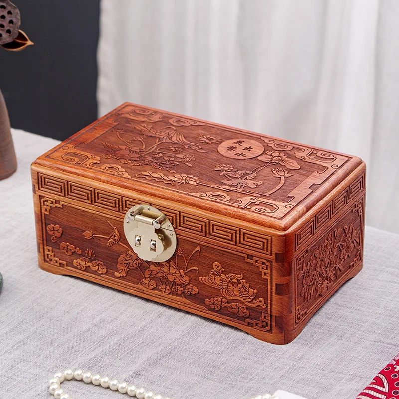 Solid Wood Jewelry Organizer Box Retro Ring Necklace Bracelet Earrings Storage Boxes Women Jewelry Packaging Display Boxes