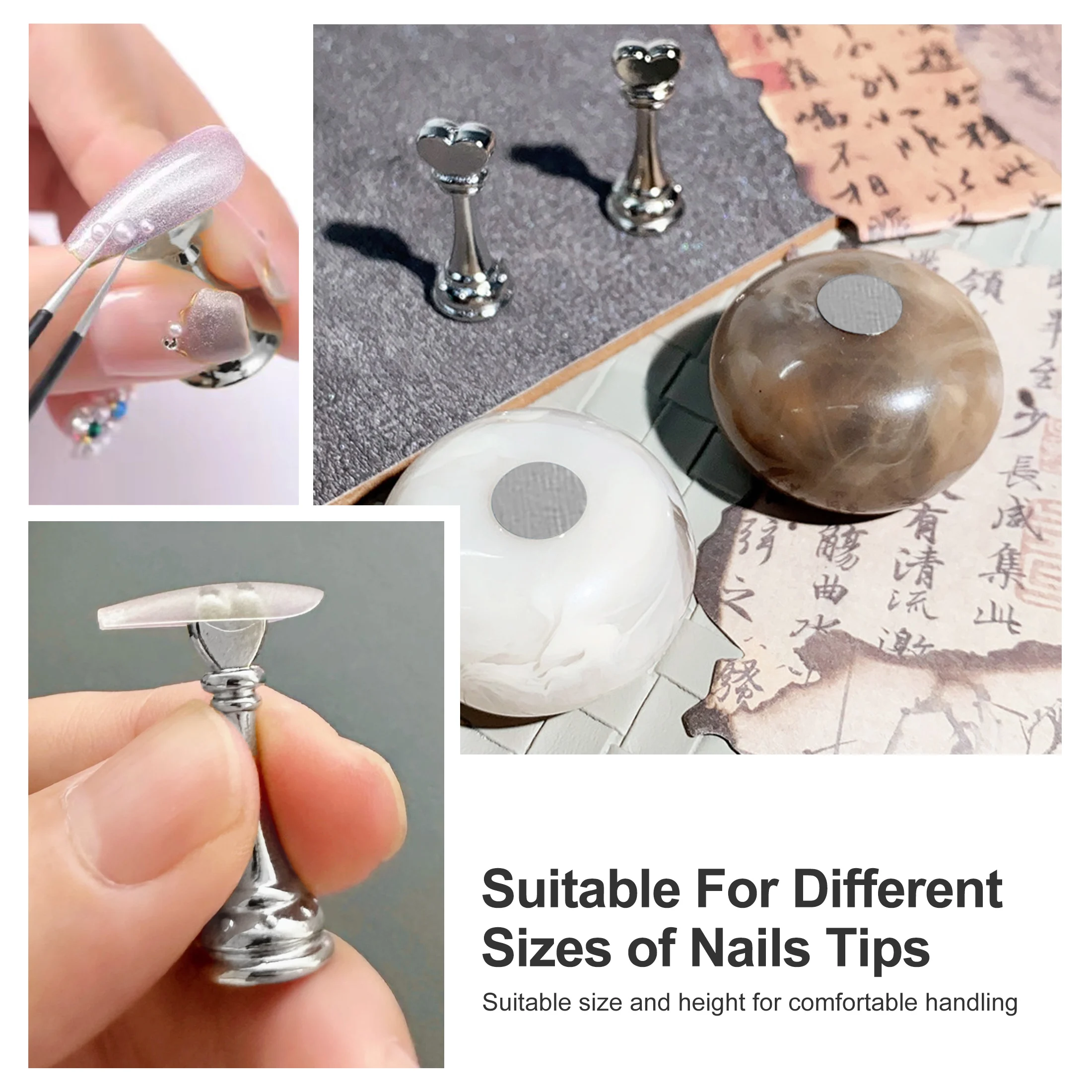 1Pc Magnetic DIY Supply Art Tools Nail Art Holder Various Acrylic Nail Practice Stand with Clay for Nail Artists beginners Home
