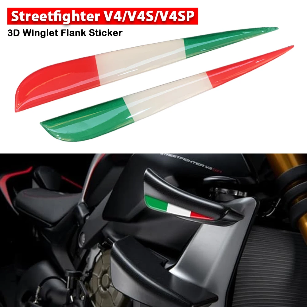 

For Wings Winglet Flank Sticker Decal For Ducati Streetfighter V4 V4S V4SP Italian Tricolor Flags