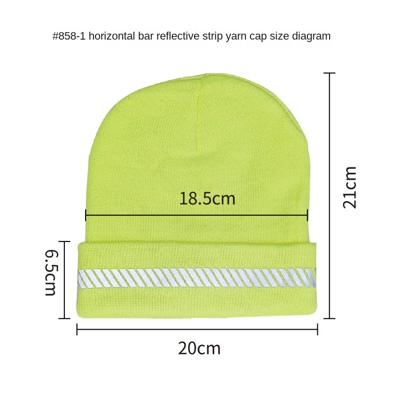 High Visibility Safety Beanie Reflective Knit Ribbed Hats Warm Winter Bonnets for Night Running Hiking Cycling