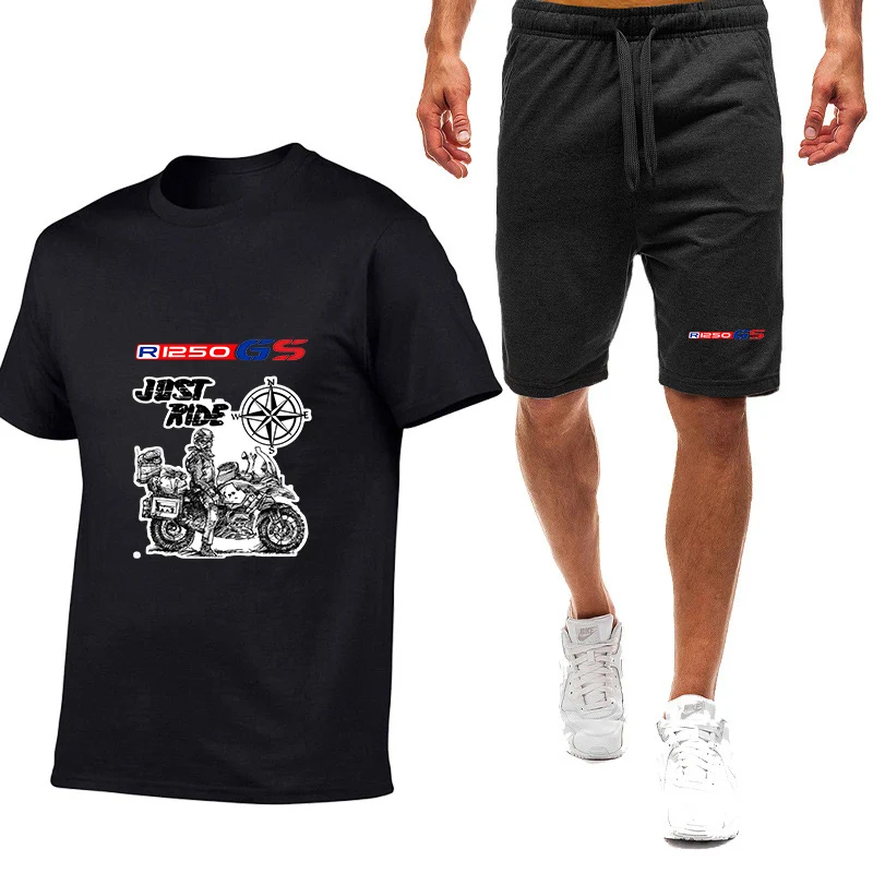 

2026 Motorcycle R1250 GS Print Men's New Nine Color Short-sleeved Casual Summer Thin T-shirt + Shorts Sports Suit