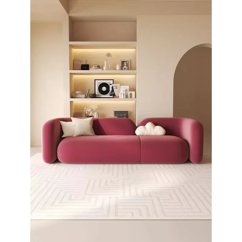 

Straight row sofa small apartment burgundy beauty salon office lounge area
