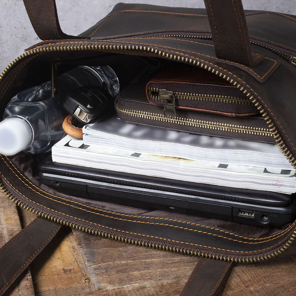 Vintage-Umhängetasche aus hochwertigem Leder für Herren, Aktentasche für Männer, Business-Handtasche, Laptoptasche – Detail 22