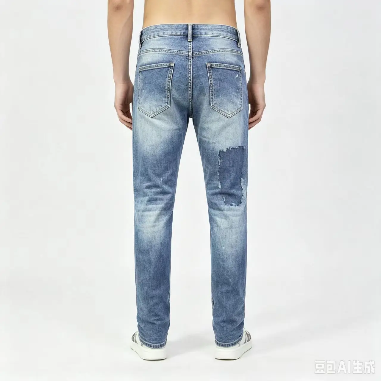 Y2K Street Fashion Jeans Wrinkle Elastic Slimming Wash Scratch Paint Blue Hip Hop Brand Pants