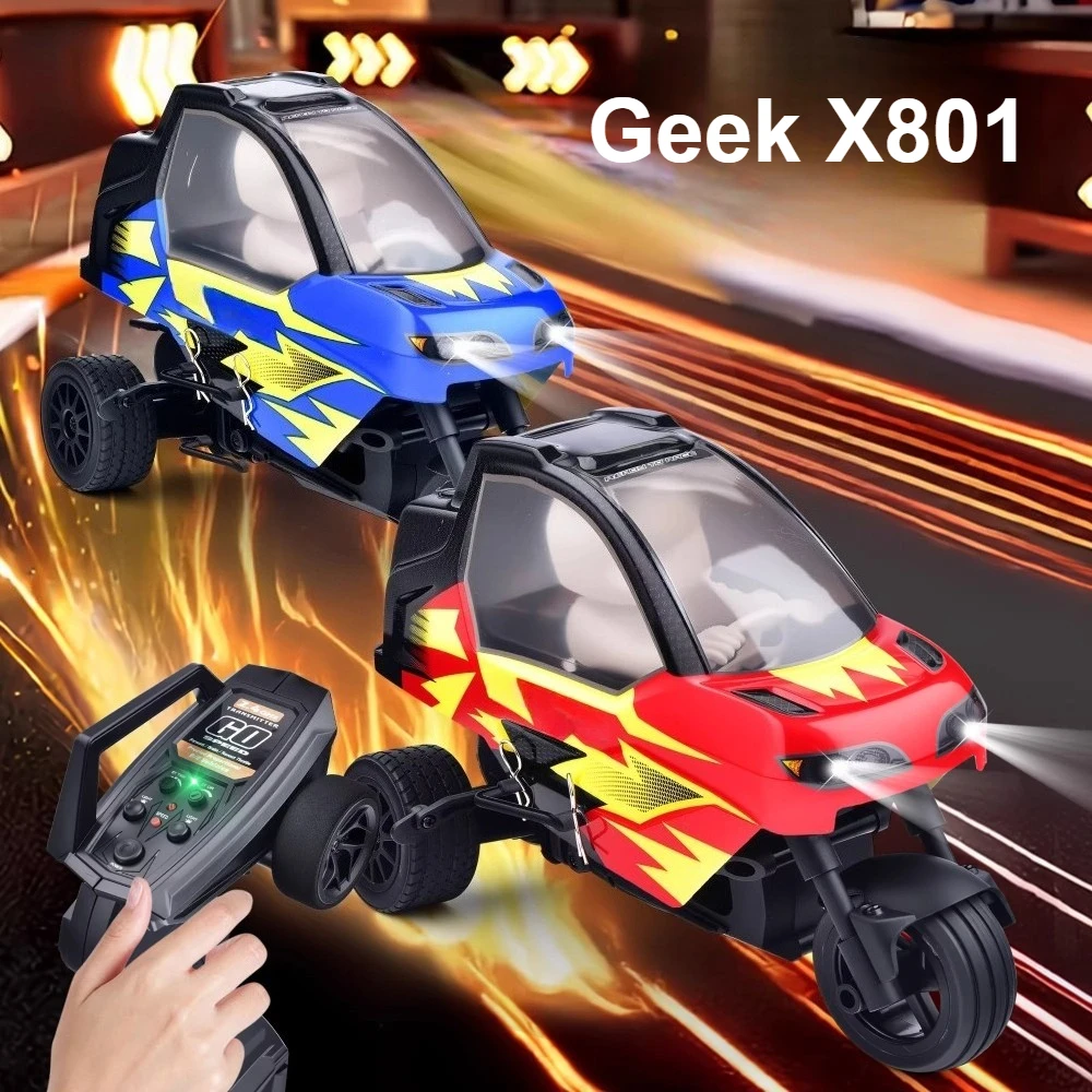 

X801 RC Tricycle 2.4G Remote Control Racing Car Professional Drift Car with Lighting System Off-road Remote Control Car Boy Toy