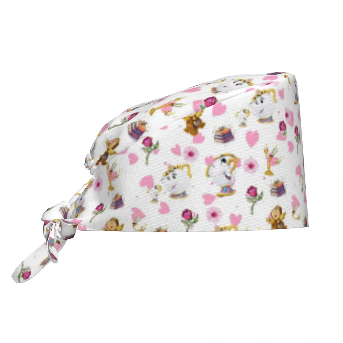 

Work Scrub Cap Belle Beauty And The Beast Nurse Hat For Women and Men Bandage Tie Back Working Cap Soft Elastic Design Hat