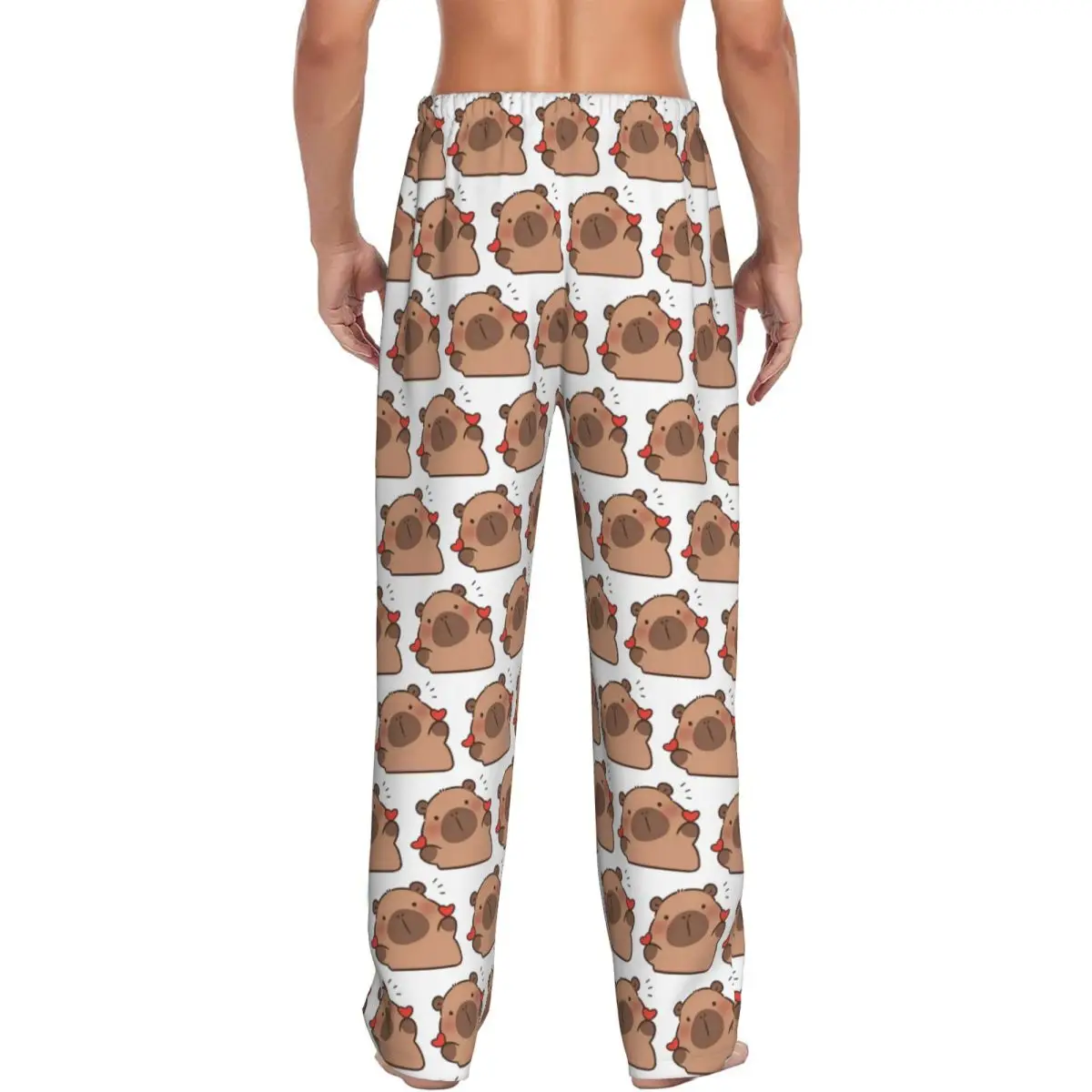 Custom Cute Capybara Be Cappy Pajama Pants Men Sleepwear Sleep Lounge Bottoms with Pockets