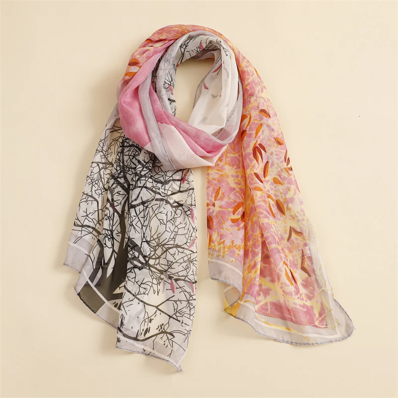 

Luxury Brand Women Beach Scarf Georgette Silk Shawls Design Print Headband Female Summer Headband Wraps Sunscreen Hijab 2025