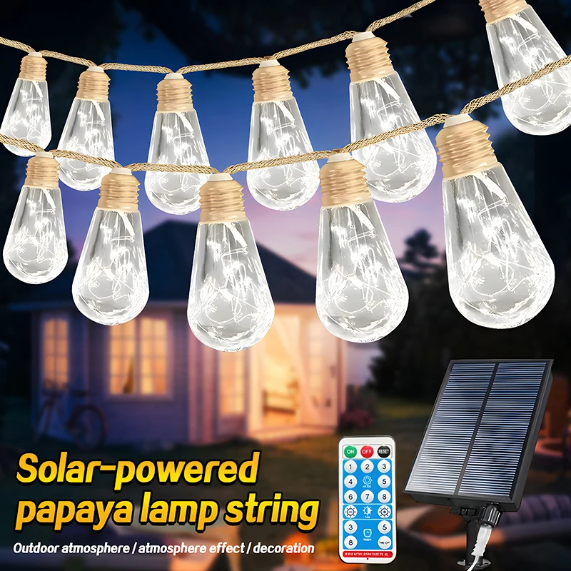 

Globe Solar Outdoor LED String Lights Plastic Shatterproof Bulbs Waterproof Patio Lights for Garden Outside Backyard Porch Light