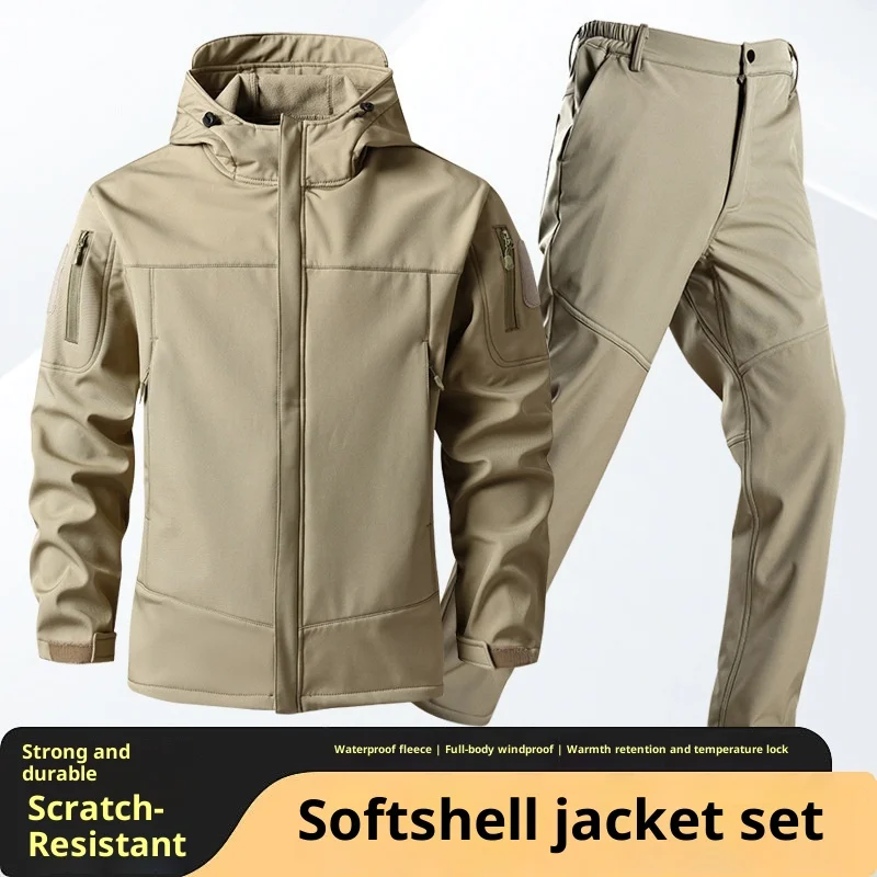 Winter Men's and Women's Wool Jacket Set Waterproof Thickened Warm Work Clothes Mountaineering Tactics Outdoor Equipment