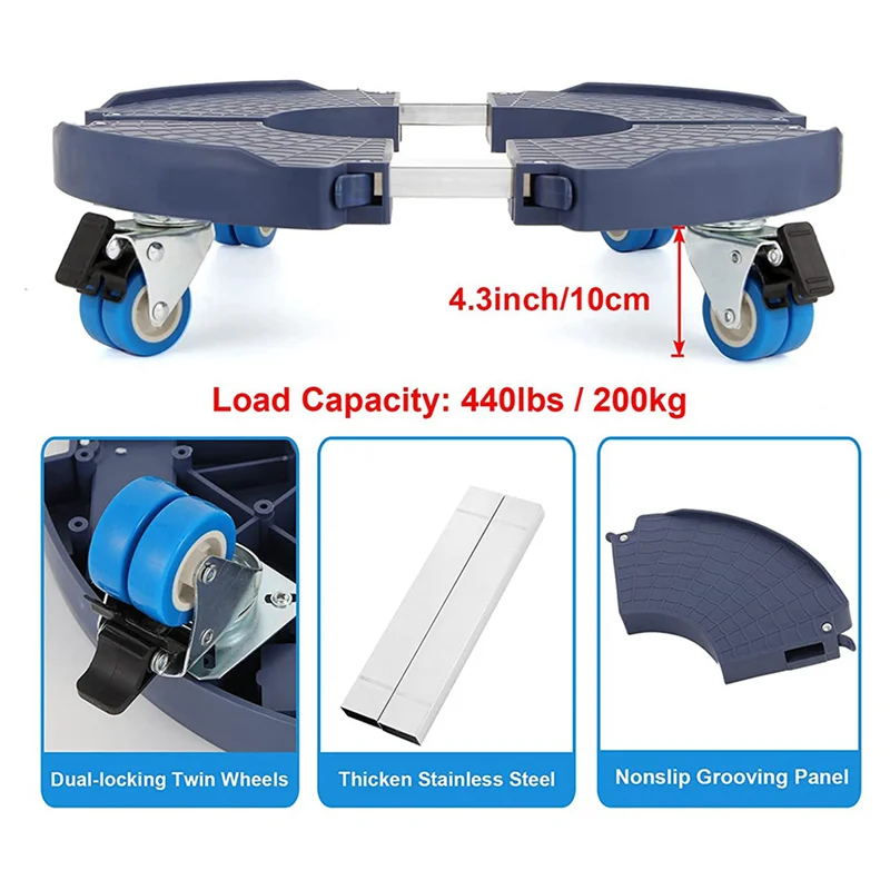 علبة نباتية ABLK 2X مع عجلات شديدة التحمل بسعة 440 رطل، حامل نباتي دوار قابل للتعديل مع وظيفة الكبح