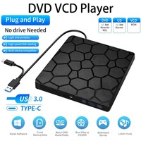 External CD Drive USB 3.0 Type C 2 in 1 Interface Slim DVD VCD Writer Burner Reader Player Optical Drive for Laptop PC Netbook