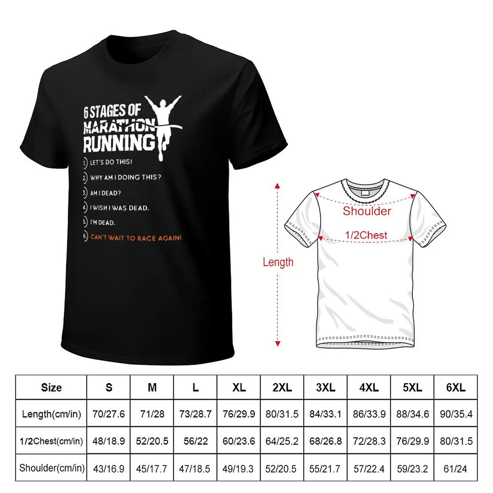 6 Stages Of Marathon Running Funny Runner Sport Lover Gift T-Shirt anime oversized graphic t shirts men