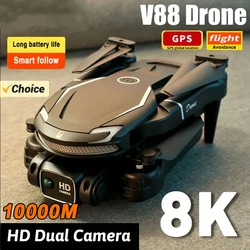 V88 Profissional HD Fotografia Aérea Drone, 8K, 5G, GPS, Aviões de controle remoto, HD Dual Camera, Quadcopter Toy, Novo