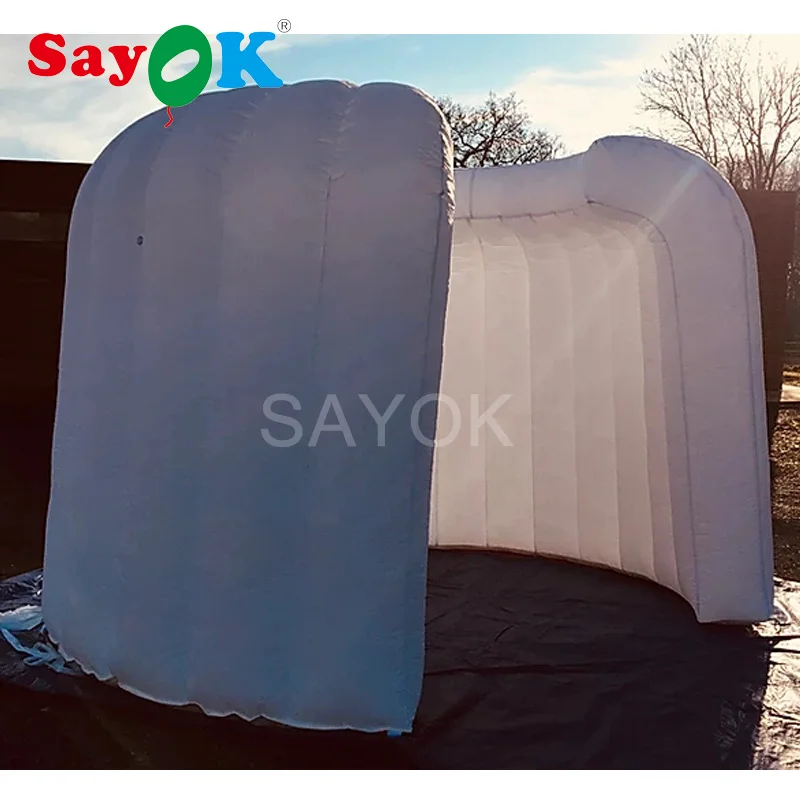 SAYOK Inflatable Photo Booth Backdrop Wall Structure Chill-out Area Inflatable Round Booth for Office Trade Shows Events Decor