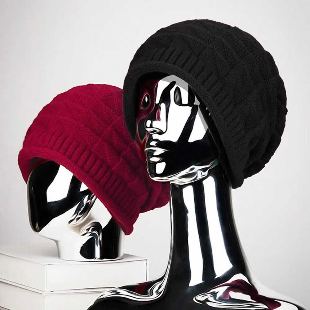 

Women Men Knitted Hat Beanie Hats Chunky Slouch Cap With Elastic Ear Warmers Oversized Thickened Wool Warm Cap Beanies Unisex