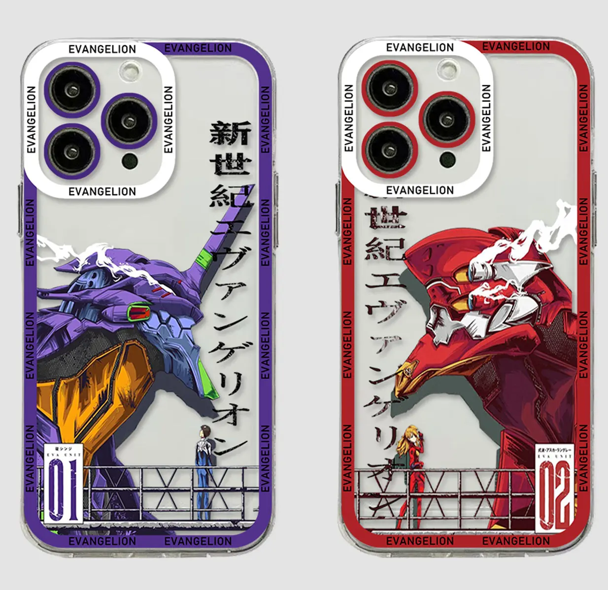 Hot Anime NEON GENESISES EVANGELIONS EVA Phone Case For iPhone 15 14 13 12 Mini 11 Pro Max X XR XS 7 8 SE 2020 Plus Transparent